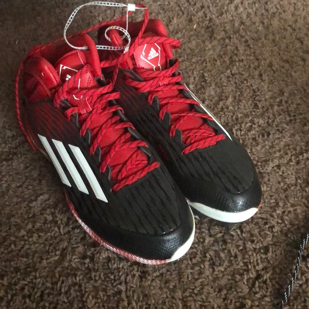 Brand New Adidas Baseball Metal Cleats Size 9 Red